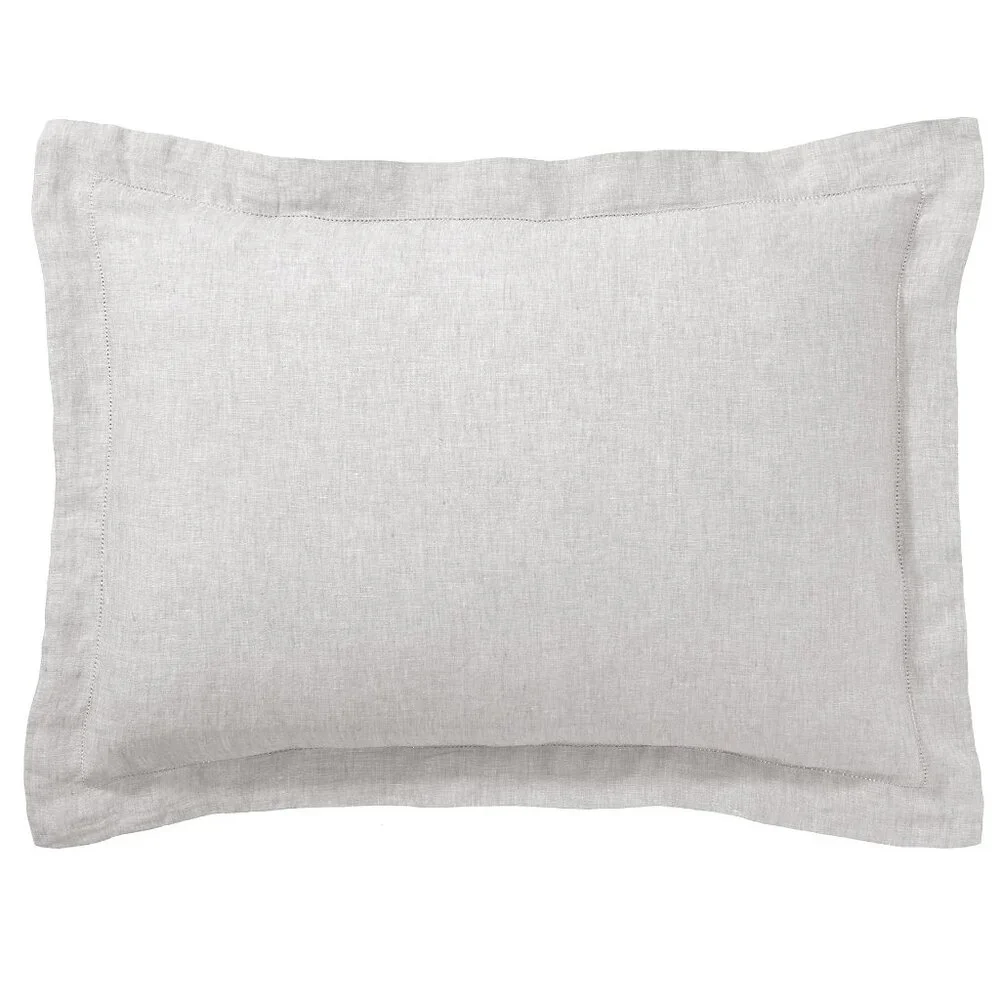 Pottery Barn Belgian Flax Linen Standard Sham Pillow Cover Light Gray NEW